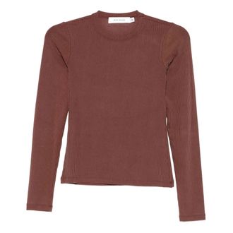 Aya Muse Long Sleeve Ribbed Top - Dames - Ronde hals truien - Rood - XS - Truien & Vesten