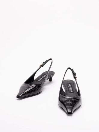 Dolce & Gabbana Hohe Schuhe - Slingback Pumps With Pointed Toe - Gr. 37 (EU) - in Schwarz - f&uuml;r Damen