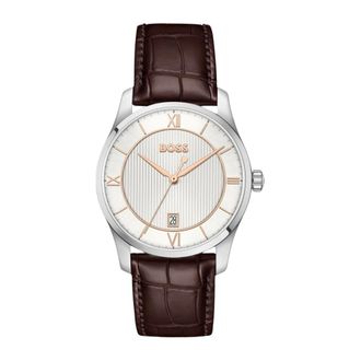 HUGO BOSS Principle Prestige Horloge - unisex - Accessoires - Bruin - Maat: ONE Size Leer