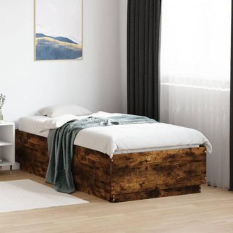 vidaXL Estructura De Cama Madera De Ingenier&iacute;a Roble Ahumado 90x190 Cm Vidaxl