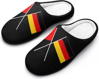 Generic Albania Germany Flag Mens House Slippers Memory Foam Washable Cotton Slip on Home Shoes