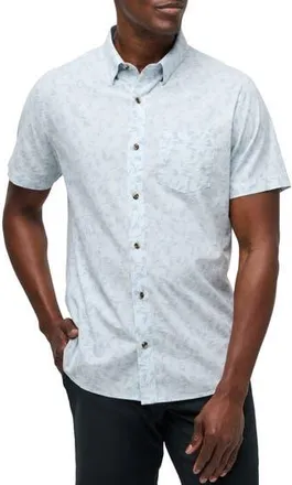 Travis Mathew King Air Trim Fit Floral Short Sleeve Button-Up Shirt in Heather Dream Blue at Nordstrom Rack, Size Xx-Large