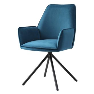 Hhg Hhg - Silla De Comedor 851, Silla De Cocina Silla Con Reposabrazos, Posici&oacute;n Giratoria Autom&aacute;tica, Terciopelo Mvg, Azul Turquesa, Patas Negras