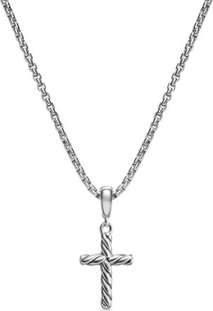 David Yurman Collana con pendente a croce - Argento