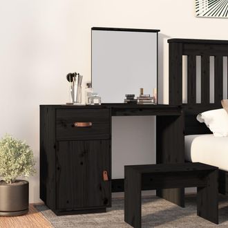 Berkfield Home Dressing Table Black 95x50x134 cm Solid Wood Pine | Size: 95 x 50 x 134 cm