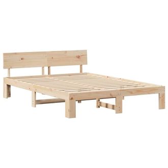 Berkfield Home Bed Frame with Headboard 150x200 cm Solid Pine Wood in Beige