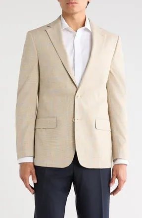 Original Penguin Textured Windowpane Two-Button Sport Coat in Tan/Blue at Nordstrom Rack, Size 42 Regular