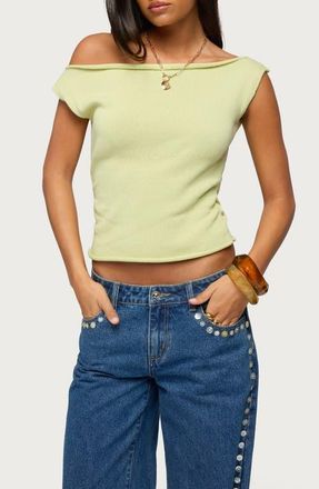 Edikted Lauria One-Shoulder Sweater in Green at Nordstrom, Size X-Large