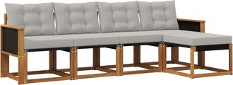 vidaXL Conjunto De Sof&aacute;s De Exterior 5 Uds. Natural Y Gris Claro Vidaxl
