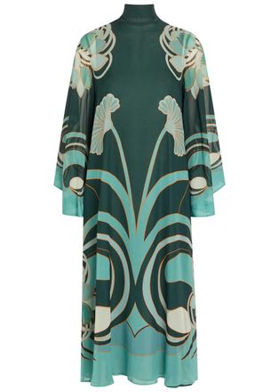 La DoubleJ LA Double J Magnifico Printed Silk Midi Dress - Blue - 42 (UK10 / S)
