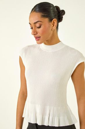 Roman Dusk Crinkle Knit Peplum Top