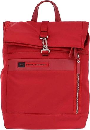 Piquadro Rode Gerecyclede Technische Stof Roll Top Rugzak - Dames - Rugzakken - Rood - ONE Size - Nylon - Tassen