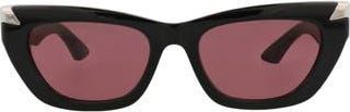 Alexander McQueen 53mm Cat Eye Sunglasses in Black Black Violet at Nordstrom Rack