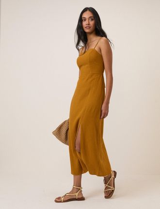 Nobody's Child Mustard Yellow Maddy Midi Dress