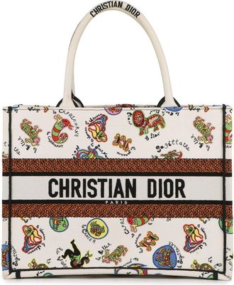Dior Multi-Color White Canvas Tote Bag (Pre-Owned)