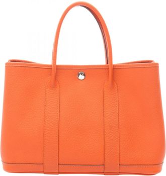 Herm&egrave;s Orange Country Leather Handbag Tote Bag (Pre-Owned)