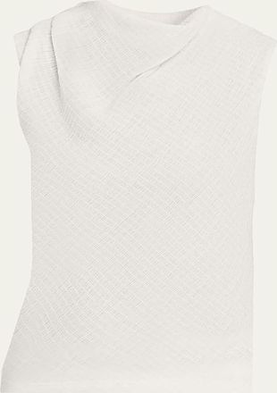 Vince Shadow Grid Cowl-Neck Top
