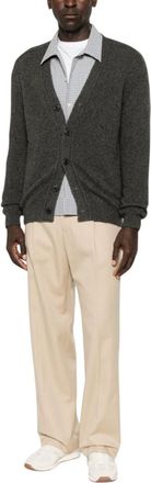 Pantaloni Torino Beige Straight Pleated Trousers
