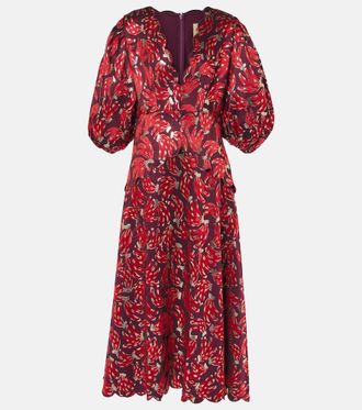 Farm Rio Bossa Banana jacquard midi dress