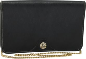 Dior Vintage Honeycomb Chain Canvas Black Canvas Bag (Pre-Owned)