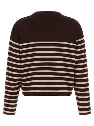 Moncler Striped Logo-Embroidered Virgin Wool Sweater - Brown