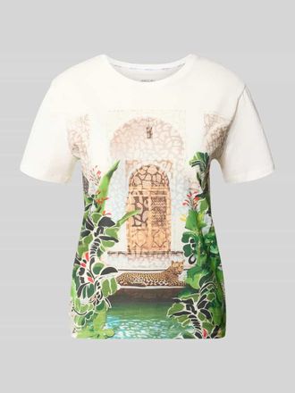 Marc Cain Regular Fit T-Shirt mit Allover-Motiv-Print in Weiss, Gr&ouml;&szlig;e 36