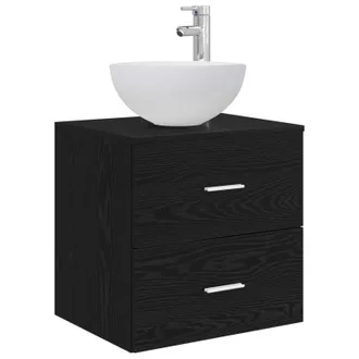 vidaXL Vanidad Con Lavabo De Pared Roble Negro 49,5 X 41 X 64,5 Cm Vidaxl