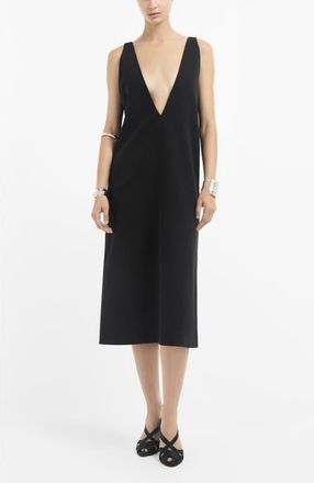 Co V-Neck Dress in Cotton in Black at Nordstrom, Size Xx-Small