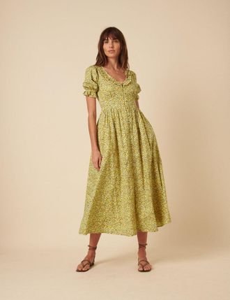 Nobody's Child Yellow Ditsy Floral Flossie Midi Dress