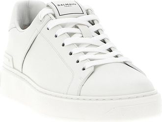 Balmain Womens White Calfskin Low Top Sneakers