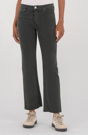 Kut from the Kloth Kelsey Raw Hem Ankle Flare Jeans in Pewter Green at Nordstrom, Size 14