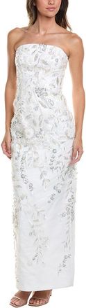 Milly Magnolia Silver Beaded Dream Sequin Maxi Dress