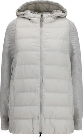 Brunello Cucinelli Grey Qulited Hood Jacket