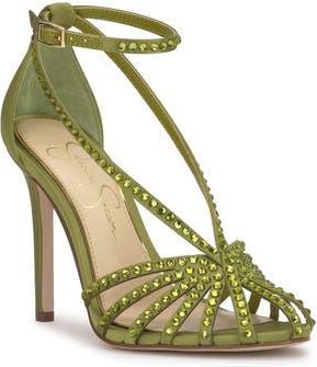 Jessica Simpson Jittale Ankle Strap Sandal in Botanical Green Matte Satin at Nordstrom Rack, Size 8