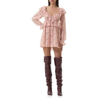 AFRM Arland Long Sleeve Minidress in Kitten Dot at Nordstrom Rack, Size Medium