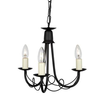 Loops 3 Bulb Chandelier Hanging Pendant LIght Black LED E14 60W Bulb