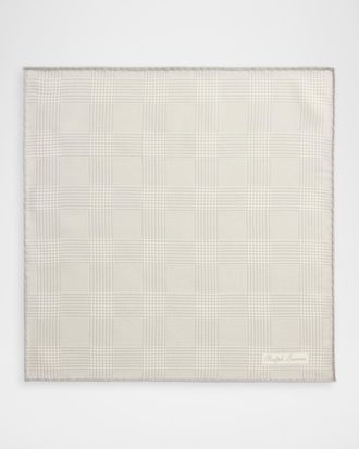 Ralph Lauren Men & apos;s Cashmere and Silk Glen Plaid Pocket Square