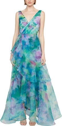 Theia Karen Organza V-Neck Gown