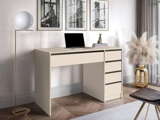 Vente-Unique Desk With 5 Drawers - Beige - JENEMI