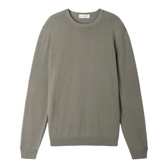 Roberto Collina Round-neck Knitwear, male, Green, Size: 2XL Basic Cotton Knit Pullover