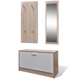 vidaXL Vidaxl - Muebles De Entradita Con Zapatero Madera 3 Color Roble Y Blanco
