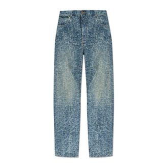 Balmain Loose-fit Jeans, male, Blue, Size: W34 Monogram Jeans