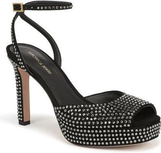 Veronica Beard Brianne Crystal Ankle Strap Platform Sandal in Black at Nordstrom, Size 7.5