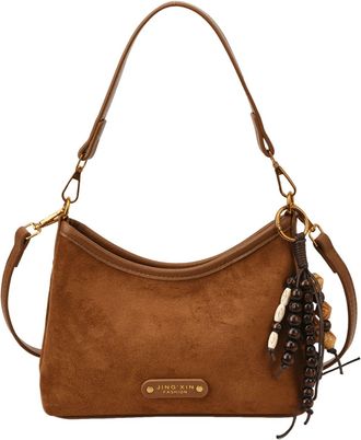 Generic Women Frosted PU Shoulder Crossbody Bag Handbag for Daily Travel Work (Brown)