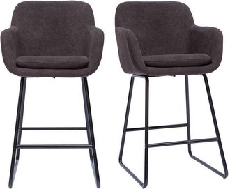 Miliboo Set De 2 Taburetes De Cocina Efecto Aterciopelado Gris Oscuro 65 Cm De Altura Amika