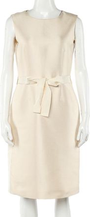 Carolina Herrera Cream Sleeveless Belted Dress