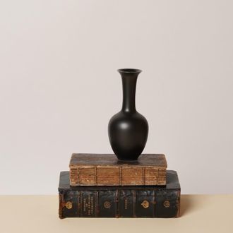 Middle Kingdom Porcelain Semi-Matte Porcelain Mini Lotus Vase in Black at Nordstrom