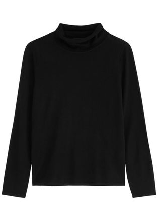 Eileen Fisher Eileen Fisher Roll-neck Fine-knit Wool Jumper - Black - S (UK 10-12 / M)