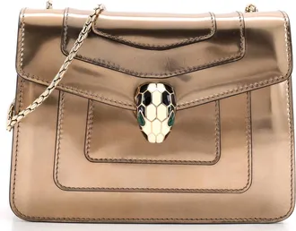 Bulgari Serpenti Forever Square Shoulder Bag Metallic Leather Small