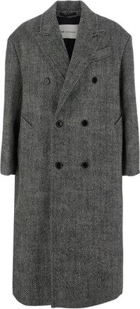 Ami Lange Double-Breasted Woljas - Heren - Mantel - Grijs - M - Wol - Jassen